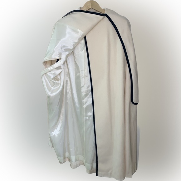 VTG Alorna Women's Wool Cape Coat O/S Neutral RARE Poncho Cocktail Party - Picture 3 of 16